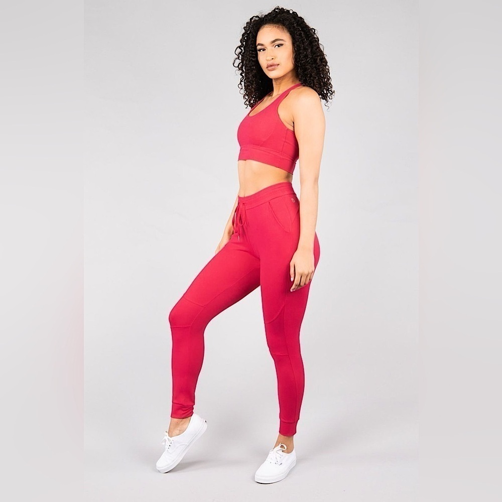 BuffBunny Rosa Med-High Support Strappy Back Soft Sports Bra / Raspberry Sz S - Picture 4 of 9